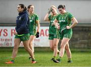18 February 2024; Shelly Melia of Meath, right, and teammates after their side's defeat in the Lidl LGFA National League Division 1 Round 4 match between Meath and Armagh at Donaghmore Ashbourne GAA Club in Ashbourne, Meath. Photo by Seb Daly/Sportsfile