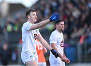 18 February 2024; Darragh Kirwan of Kildare appeals for a poin tduring the Allianz Football League Division 2 match between Kildare and Armagh at Netwatch Cullen Park in Carlow. Photo by Piaras Ó Mídheach/Sportsfile