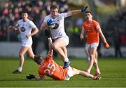 18 February 2024; Darragh Kirwan of Kildare gets away from Andrew Murnin of Armagh during the Allianz Football League Division 2 match between Kildare and Armagh at Netwatch Cullen Park in Carlow. Photo by Piaras Ó Mídheach/Sportsfile