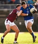 18 February 2024; Eóin Darcy of Wicklow is tackled by David Lynch of Westmeath during the Allianz Football League Division 3 match between Wicklow and Westmeath at Echelon Park in Aughrim, Wicklow. Photo by Ray McManus/Sportsfile