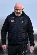 18 February 2024; Kildare manager Glenn Ryan makes his way off the pitch at half-time during the Allianz Football League Division 2 match between Kildare and Armagh at Netwatch Cullen Park in Carlow. Photo by Piaras Ó Mídheach/Sportsfile
