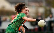 18 February 2024; Emma Duggan of Meath in action against Cait Towe of Armagh during the Lidl LGFA National League Division 1 Round 4 match between Meath and Armagh at Donaghmore Ashbourne GAA Club in Ashbourne, Meath. Photo by Seb Daly/Sportsfile