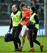 18 February 2024; Andrew Murnin of Armagh leaves the pitch to receive medical attention for an injury during the Allianz Football League Division 2 match between Kildare and Armagh at Netwatch Cullen Park in Carlow. Photo by Piaras Ó Mídheach/Sportsfile
