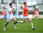 18 February 2024; Conor Turbitt of Armagh in action against Mick O'Grady of Kildare during the Allianz Football League Division 2 match between Kildare and Armagh at Netwatch Cullen Park in Carlow. Photo by Piaras Ó Mídheach/Sportsfile