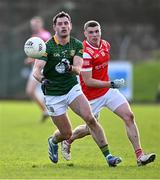 18 February 2024; Donal Keogan of Meath and Conall McKeever of Louth during the Allianz Football League Division 2 match between Meath and Louth at Páirc Tailteann in Navan, Meath. Photo by Ben McShane/Sportsfile