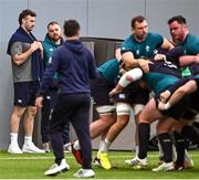 20 February 2024; Caelan Doris looks on during Ireland rugby squad training at the IRFU High Performance Centre at the Sport Ireland Campus in Dublin. Photo by Harry Murphy/Sportsfile