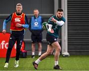 20 February 2024; Robbie Henshaw, right, and defence coach Simon Easterby during Ireland rugby squad training at the IRFU High Performance Centre at the Sport Ireland Campus in Dublin. Photo by Harry Murphy/Sportsfile