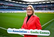 20 February 2024; Steering Committee Chairperson Mary McAleese in attendance during the media update on the integration process involving the Camogie Association, the GAA and LGFA, at Croke Park in Dublin. Photo by Sam Barnes/Sportsfile