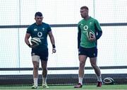 20 February 2024; Calvin Nash and Ciarán Frawley during Ireland rugby squad training at the IRFU High Performance Centre at the Sport Ireland Campus in Dublin. Photo by Harry Murphy/Sportsfile