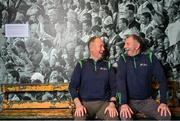 20 February 2024; GAA Museum tour guides Gerry McGarry, left, and Martin Healy at Croke Park in Dublin, celebrating two new awards, Great Place To Work, and CIE Award of Excellence, on International Tour Guide Day. Visit crokepark.ie/gaamuseum for more information. Photo by Ramsey Cardy/Sportsfile