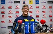 20 February 2024; Defence coach Simon Easterby during an Ireland rugby media conference at the Sport Ireland Campus Conference Centre in Dublin. Photo by Harry Murphy/Sportsfile