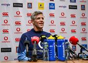 20 February 2024; Defence coach Simon Easterby during an Ireland rugby media conference at the Sport Ireland Campus Conference Centre in Dublin. Photo by Harry Murphy/Sportsfile