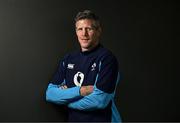 20 February 2024; Defence coach Simon Easterby stands for a portrait during an Ireland rugby media conference at the Sport Ireland Campus Conference Centre in Dublin. Photo by Harry Murphy/Sportsfile