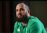 20 February 2024; Jamison Gibson-Park sits for a portrait during an Ireland rugby media conference at the Sport Ireland Campus Conference Centre in Dublin. Photo by Harry Murphy/Sportsfile
