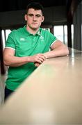 20 February 2024; Dan Sheehan stands for a portrait during an Ireland rugby media conference at the Sport Ireland Campus Conference Centre in Dublin. Photo by Harry Murphy/Sportsfile