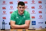 20 February 2024; Dan Sheehan during an Ireland rugby media conference at the Sport Ireland Campus Conference Centre in Dublin. Photo by Harry Murphy/Sportsfile