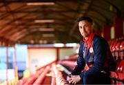 20 February 2024; John O'Sullivan poses for a portrait during a Shelbourne media conference at Tolka Park in Dublin. Photo by Ramsey Cardy/Sportsfile