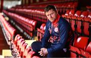 20 February 2024; Manager Damien Duff poses for a portrait during a Shelbourne media conference at Tolka Park in Dublin. Photo by Ramsey Cardy/Sportsfile