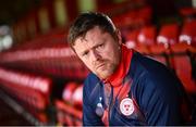 20 February 2024; Manager Damien Duff poses for a portrait during a Shelbourne media conference at Tolka Park in Dublin. Photo by Ramsey Cardy/Sportsfile