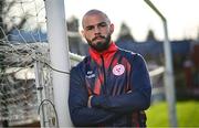 20 February 2024; Mark Coyle poses for a portrait during a Shelbourne media conference at Tolka Park in Dublin. Photo by Ramsey Cardy/Sportsfile