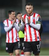16 February 2024; Cameron McJannet of Derry City after the SSE Airtricity Men's Premier Division match between Derry City and Drogheda United at The Ryan McBride Brandywell Stadium in Derry. Photo by Ramsey Cardy/Sportsfile