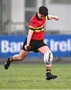 9 February 2024; Darragh Threadgold of CBC Monkstown during Bank of Ireland Leinster Schools Junior Cup Round 1 match between CBC Monkstown and St Gerard's School at Energia Park in Dublin. Photo by Piaras Ó Mídheach/Sportsfile