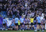 21 February 2024; Terenure College supporters react during the Bank of Ireland Leinster Schools Senior Cup quarter-final match between Terenure College and St Michael's College at Energia Park in Dublin. Photo by Shauna Clinton/Sportsfile