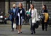 22 February 2024; Sport Ireland chief executive Dr Una May, left, and Sport Ireland director of corporate affairs, communications and marketing Cliona O'Leary arrive at Dáil Éireann in Dublin ahead of a meeting with the Committee of Public Accounts. Photo by Seb Daly/Sportsfile