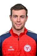 21 February 2024; Shelbourne content and social media executive Reggie O'Malley poses for a portrait during a Shelbourne FC squad portraits at Tolka Park in Dublin. Photo by Sam Barnes/Sportsfile