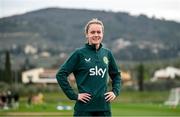 22 February 2024; Heather Payne poses for a portrait after a Republic of Ireland women press conference at Viola Park in Florence, Italy. Photo by David Fitzgerald/Sportsfile