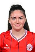 21 February 2024; Katie McCarn poses for a portrait during a Shelbourne FC squad portraits at Tolka Park in Dublin. Photo by Sam Barnes/Sportsfile