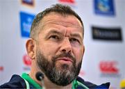 22 February 2024; Head coach Andy Farrell during an Ireland Rugby media conference at the Aviva Stadium in Dublin. Photo by Seb Daly/Sportsfile