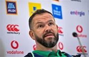 22 February 2024; Head coach Andy Farrell during an Ireland Rugby media conference at the Aviva Stadium in Dublin. Photo by Seb Daly/Sportsfile