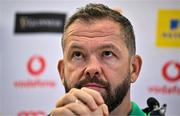 22 February 2024; Head coach Andy Farrell during an Ireland Rugby media conference at the Aviva Stadium in Dublin. Photo by Seb Daly/Sportsfile