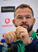 22 February 2024; Head coach Andy Farrell during an Ireland Rugby media conference at the Aviva Stadium in Dublin. Photo by Seb Daly/Sportsfile