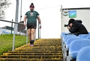 23 February 2024; Harri O'Connor makes his way to the pitch during the Wales rugby captain's run at UCD Bowl in Dublin. Photo by Tyler Miller/Sportsfile