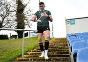 23 February 2024; Elliot Dee makes his way to the pitch during the Wales rugby captain's run at UCD Bowl in Dublin. Photo by Tyler Miller/Sportsfile