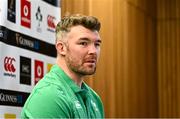 23 February 2024; Ireland captain Peter O’Mahony speaks during an Ireland rugby media conference at the Aviva Stadium in Dublin. Photo by Harry Murphy/Sportsfile
