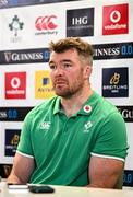 23 February 2024; Ireland captain Peter O’Mahony speaks during an Ireland rugby media conference at the Aviva Stadium in Dublin. Photo by Harry Murphy/Sportsfile