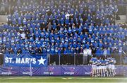 23 February 2024; St Mary's College players and supporters sing their school anthem ahead of the Bank of Ireland Leinster Schools Senior Cup quarter-final match between CBC Monkstown and St Mary's Collegee at Energia Park in Dublin. Photo by Daire Brennan/Sportsfile