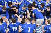 23 February 2024; St Mary's College players and supporters celebrate after the Bank of Ireland Leinster Schools Senior Cup quarter-final match between CBC Monkstown and St Mary's Collegee at Energia Park in Dublin. Photo by Daire Brennan/Sportsfile