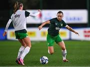 23 February 2024; Republic of Ireland players Katie McCabe, right, and Heather Payne before the international women's friendly match between Italy and Republic of Ireland at Viola Park in Florence, Italy. Photo by David Fitzgerald/Sportsfile