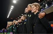 23 February 2024; Republic of Ireland head coach Eileen Gleeson, right, before the international women's friendly match between Italy and Republic of Ireland at Viola Park in Florence, Italy. Photo by David Fitzgerald/Sportsfile