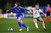 23 February 2024; Giulia Dragoni of Italy in action against Ruesha Littlejohn of Republic of Ireland during the international women's friendly match between Italy and Republic of Ireland at Viola Park in Florence, Italy. Photo by David Fitzgerald/Sportsfile