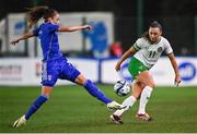23 February 2024; Katie McCabe of Republic of Ireland in action against Benedetta Glionna of Italy during the international women's friendly match between Italy and Republic of Ireland at Viola Park in Florence, Italy. Photo by David Fitzgerald/Sportsfile