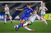 23 February 2024; Cristiana Girelli of Italy in action against Izzy Atkinson of Republic of Ireland during the international women's friendly match between Italy and Republic of Ireland at Viola Park in Florence, Italy. Photo by David Fitzgerald/Sportsfile