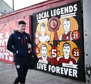 23 February 2024; Joe Redmond of St Patrick's Athletic arrives before the SSE Airtricity Men's Premier Division match between St Patrick's Athletic and Bohemians at Richmond Park in Dublin. Photo by Harry Murphy/Sportsfile