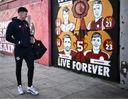 23 February 2024; Joe Redmond of St Patrick's Athletic arrives before the SSE Airtricity Men's Premier Division match between St Patrick's Athletic and Bohemians at Richmond Park in Dublin. Photo by Harry Murphy/Sportsfile