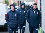 23 February 2024; Shelbourne players, from left, JJ Lunney, Will Jarvis and Paddy Barrett during the SSE Airtricity Men's Premier Division match between Shelbourne and Shamrock Rovers at Tolka Park in Dublin. Photo by Stephen McCarthy/Sportsfile