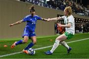 23 February 2024; Elisabetta Oliviero of Italy in action against Amber Barrett of Republic of Ireland during the international women's friendly match between Italy and Republic of Ireland at Viola Park in Florence, Italy. Photo by David Fitzgerald/Sportsfile
